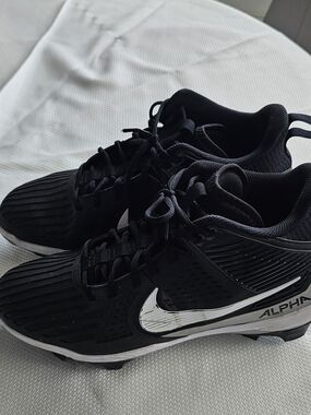Nike Black Alpha Baseball Cleats with White Swoosh